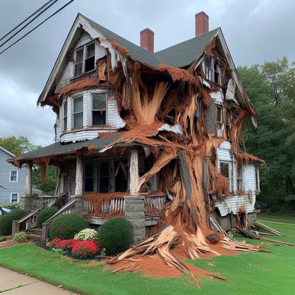 Signs Your Rockport Home Needs a Tree Inspection Damaged tree on an Rockport home showing signs of disease and decay